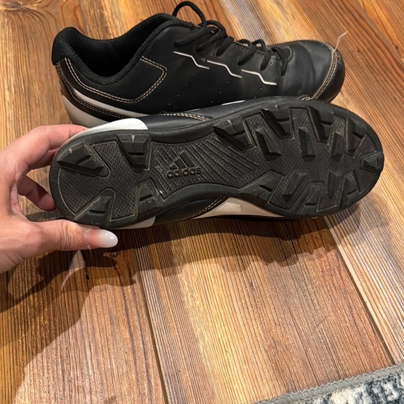 Adidas Black and White Athletic Shoes with Signature Stripes - Picture 5 of 6